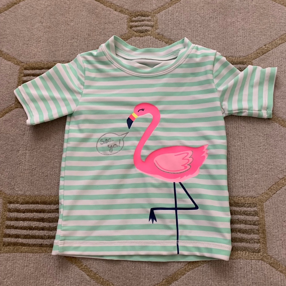 Carters 2T Swim Shirt- Flamingo